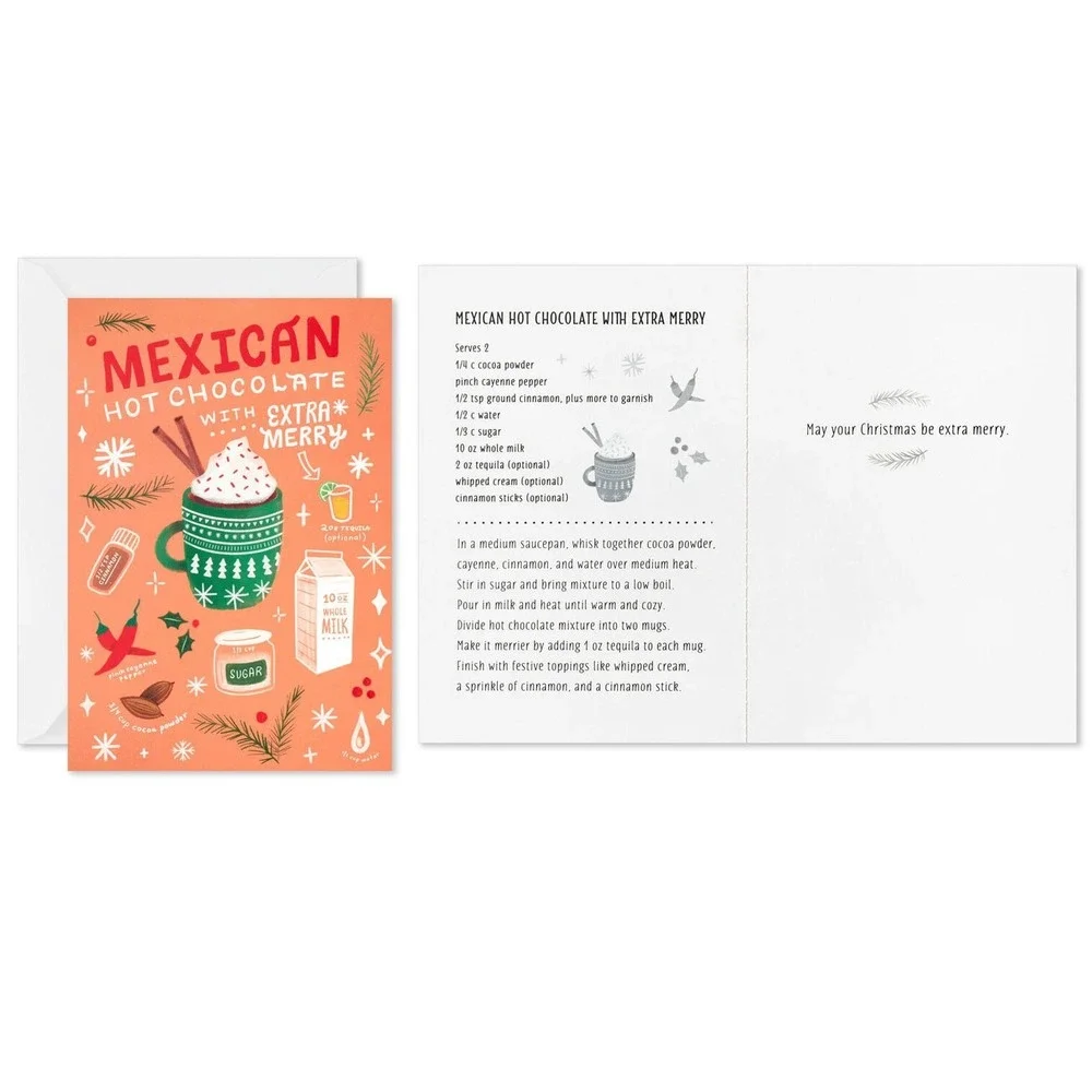 Hallmark Boxed Christmas Cards 15 Cards & Envelopes w/Tear-Off recipe Cards~ New